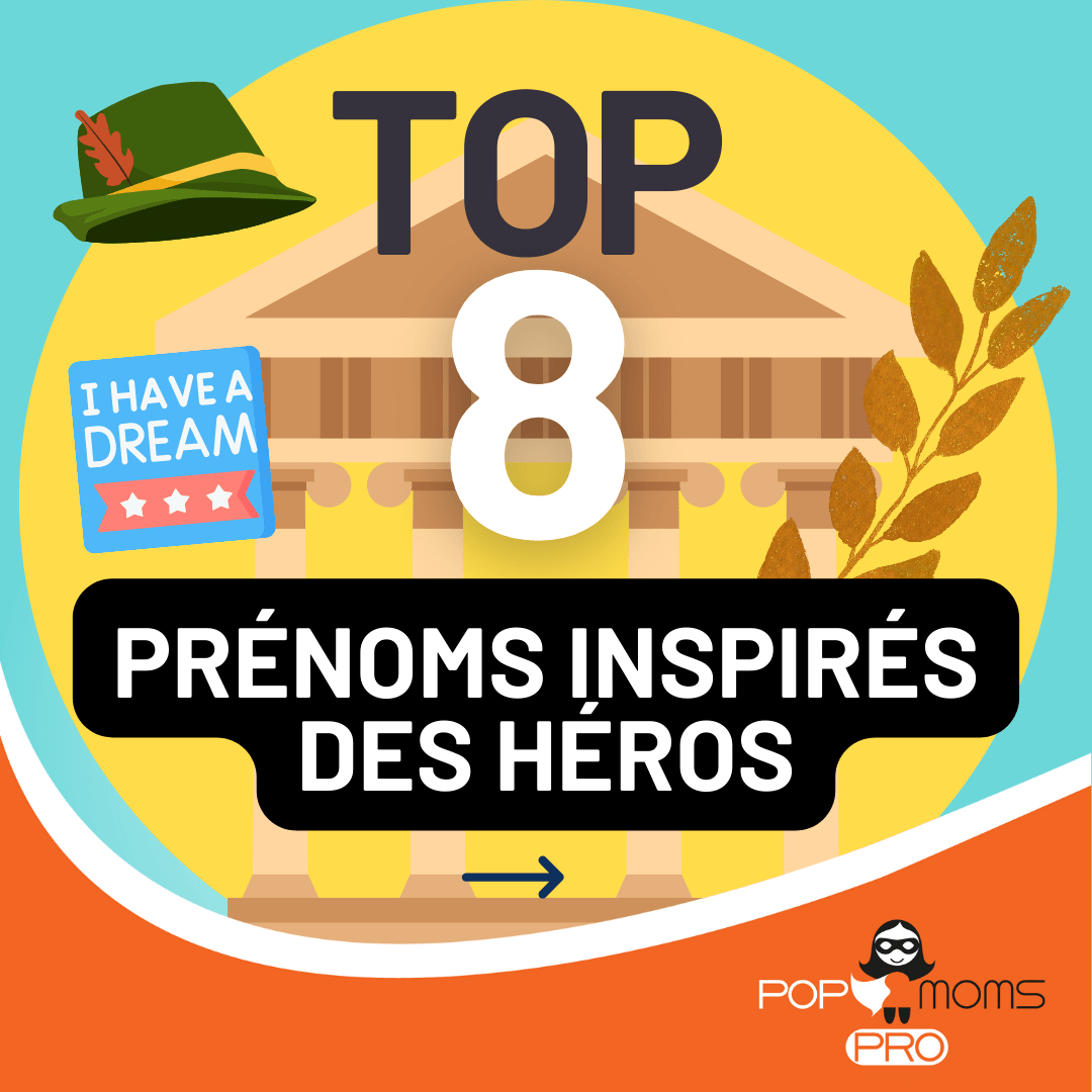 Découvre le TOP 8 prénoms inspirés de héros à travers ce carrousel créé spécialement pour toi!